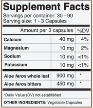 Load image into Gallery viewer, Aloe Ferox Fiber Bitter Vegetable Capsule Supplement Facts